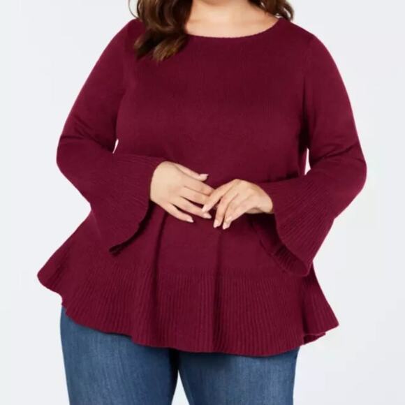 Style & Co Ruffled Bell Sleeves Scoop neck Sweater-2X - Picture 1 of 2